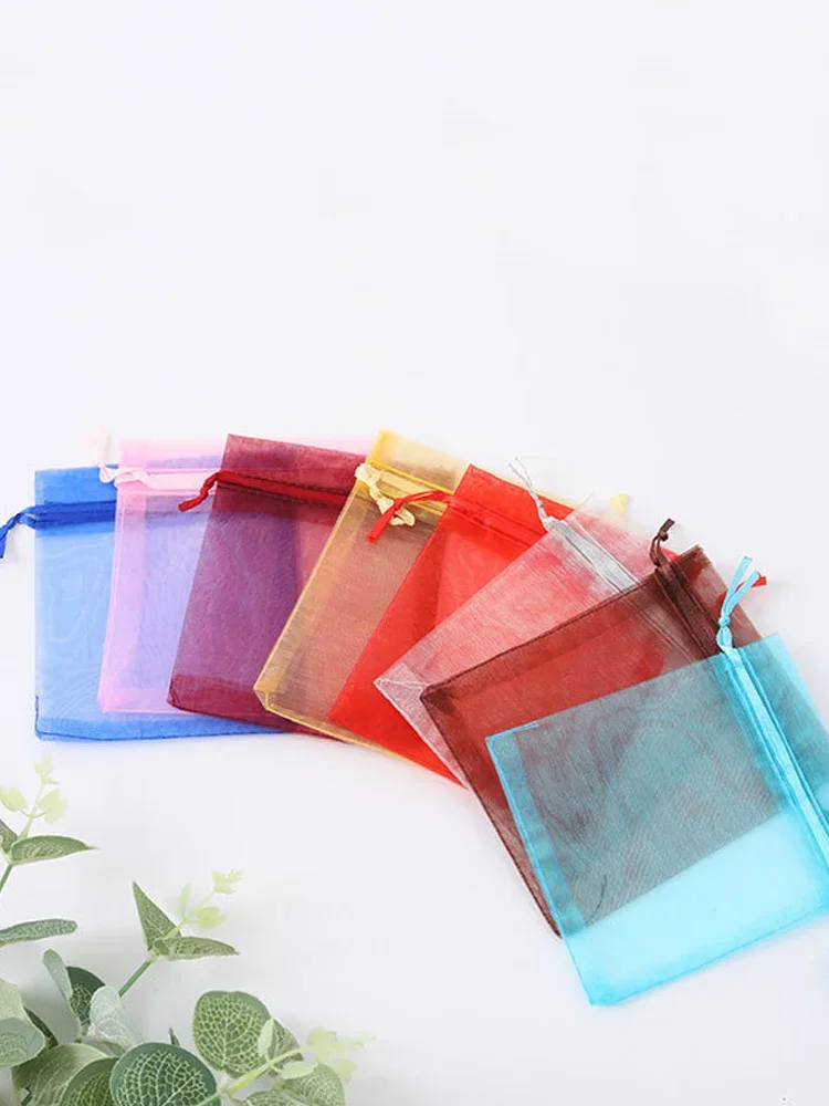 7x9 50 Stück Elegante Transparente Organza-Geschenktüten mit Kordelzug für Kosmetik, Parfüm, Bastelarbeiten und Kleine Geschenkverpackungen – Detail 3