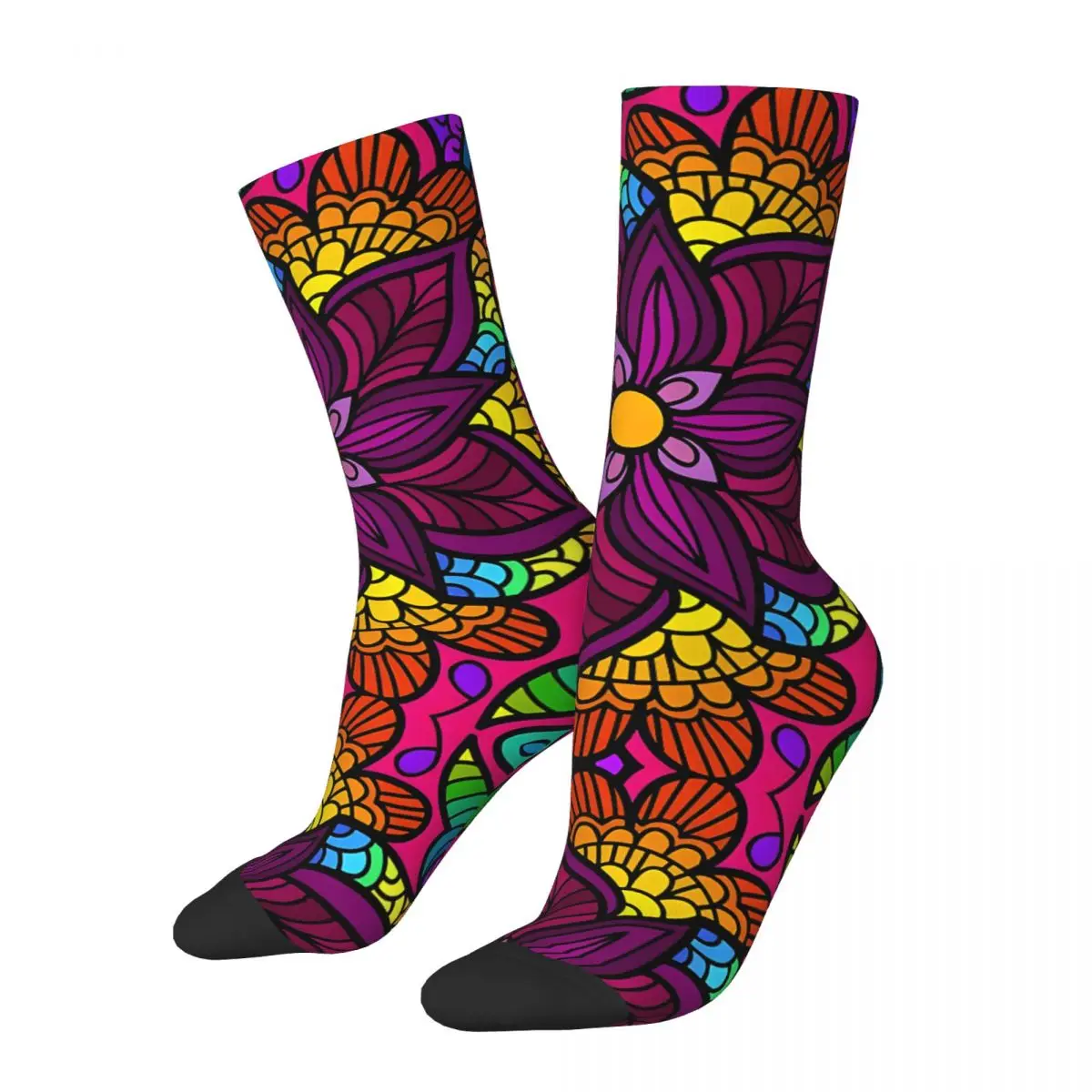 Retro Flower Power Artistic Psychedelic Hippy Style Men's compression Socks Unisex Street Style Pattern Printed Novelty CrewSock