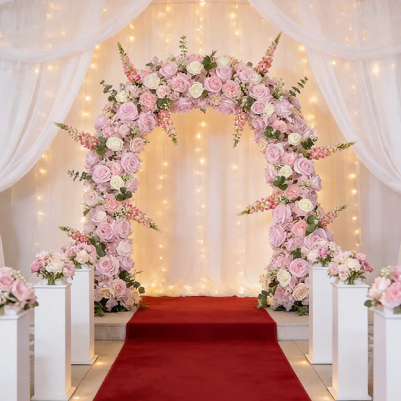 Custom Artificial Pink Rose Flowers Luxury Flower Row for Table Centerpiece Wedding Party Backdrop Wall Decorations