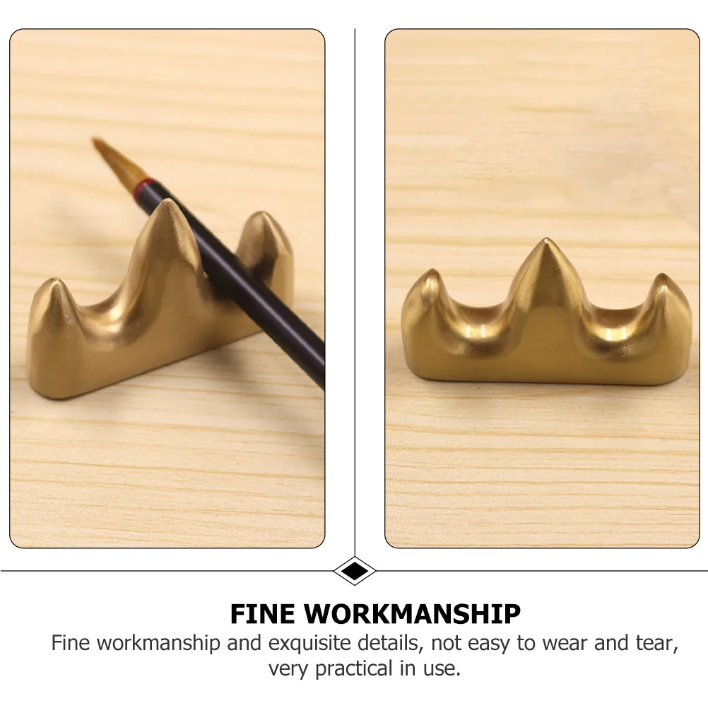 

1pc Brass Calligraphy Pen Holder Brush Rack Sturdy Chinese Style Writing Brush Stand For Home Office Gift Painting Art Supplies