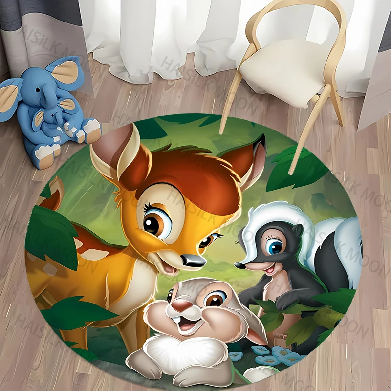 Cartoon Disney Bambi Printed Pattern Circular Carpet,Bedroom Decorative Rug,Use Non-slip Floor in Living Room, Kitchen Door Mat