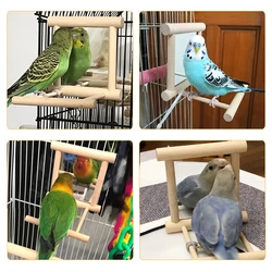 Bird Mirror Wooden Interactive Play Toy With Perch For Small Parrot Budgies Parakeet Cockatiel Conure Lovebird Cage Accessories