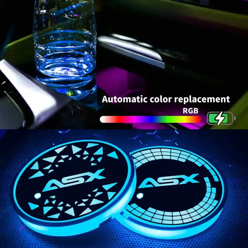 

Для Mitsubishi ASX Galant Lancer 9 L200 Pajero Outlander светодиодный автомобильный коврик для чашки, подставка для воды, держатели для напитков, декоративные светильники для интерьера