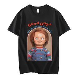 Men He Wants You for A Best Friend Chucky Print T-shirt 100% Cotton T Shirt Harajuku Anime Graphic T Shirts Unisex Casual Tops