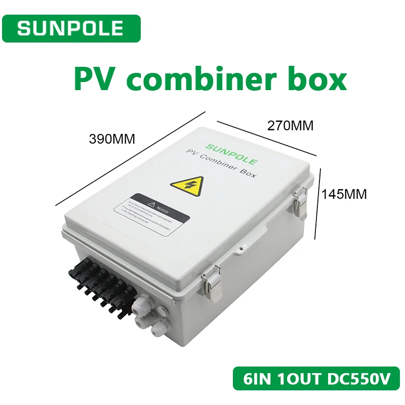 DC550V 6 Input 1 Output Solar photovoltaic PV Combiner Box With Lightning Protection DC Fuse MCB SPD Waterproof Box IP65