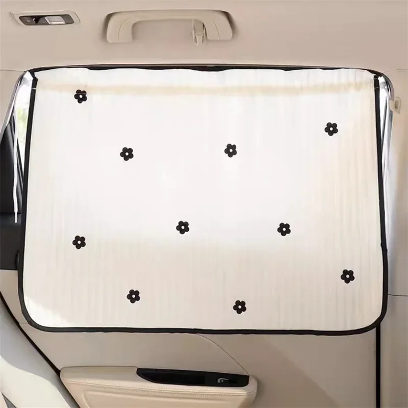 Cute Cartoon Embroidered Thickened Cotton Baby Car Window Sunshade Cover UV Protection Suction Cup Installed Sliding Curtain