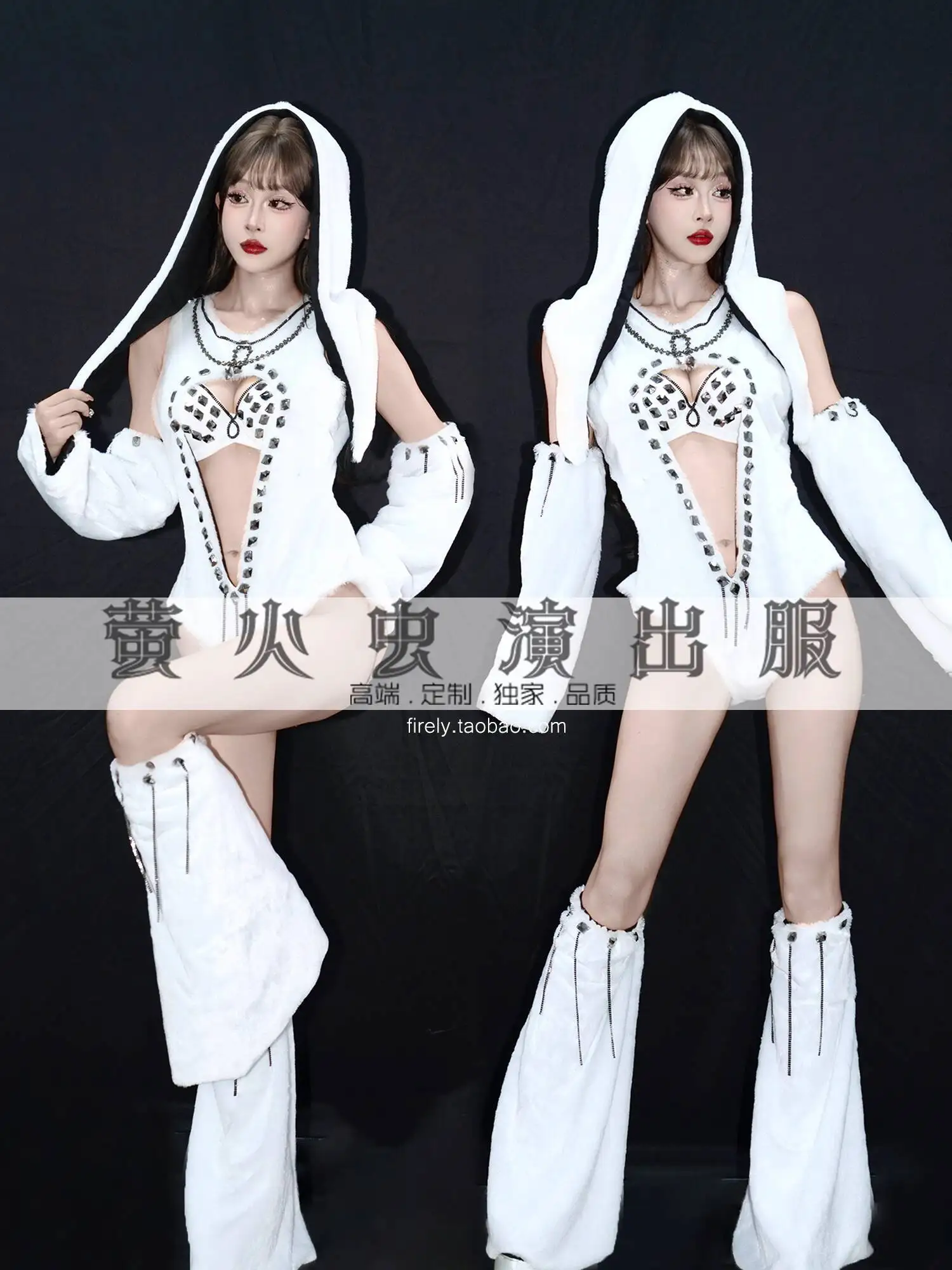 

Джазовый танец DS Particle Show, новый стиль, популярный костюм для выступлений в баре Gogo, белое плюшевое белое платье для группового ночного клуба для девочек