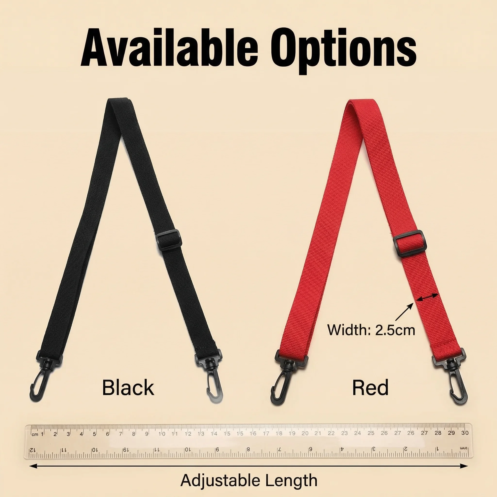 1pcs Adjustable Nylon Shoulder Bag Belt Black Long Straps Bag Accessories For Men's Laptop Crossbody Camera Strap 115x2.5cm