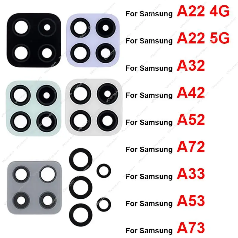 Rear Camera Glass Lens With Sticker For Samsung A22 4G 5G A32 A42 A52 A72 A33 A53 A73 Back Camera Glass Lens Replacement Parts