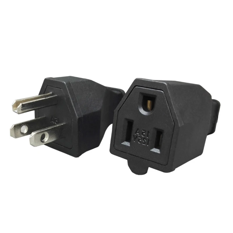 黒銅製アメリカンタイプオス・メス3ピン電源プラグAC125V 15A米国電源コード着脱式配線プラグソケット