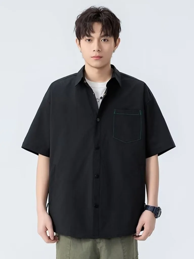 

American Style Quick Dry Short Sleeve Loose Casual Shirt Breathable Large Size Outdoor Half Sleeve Workwear Trendy Men's Shirt