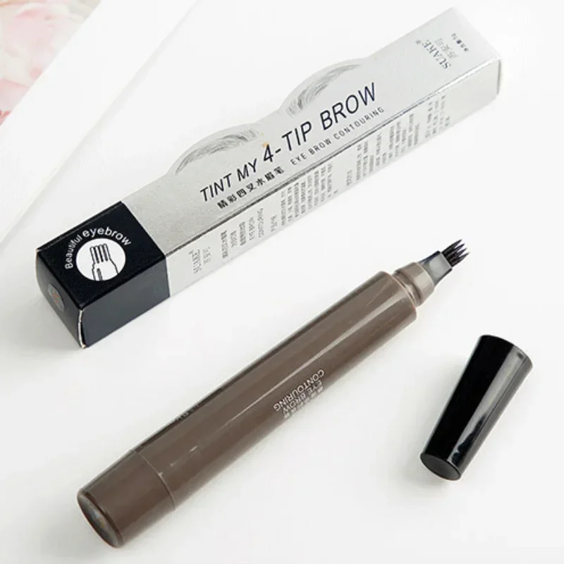 Liquid Four-pronged Eyebrow Pencil Waterproof Natural Long Lasting Fork Tip Eyebrow Tattoo Pencil Fine Sketch Eye Brow Enhancers