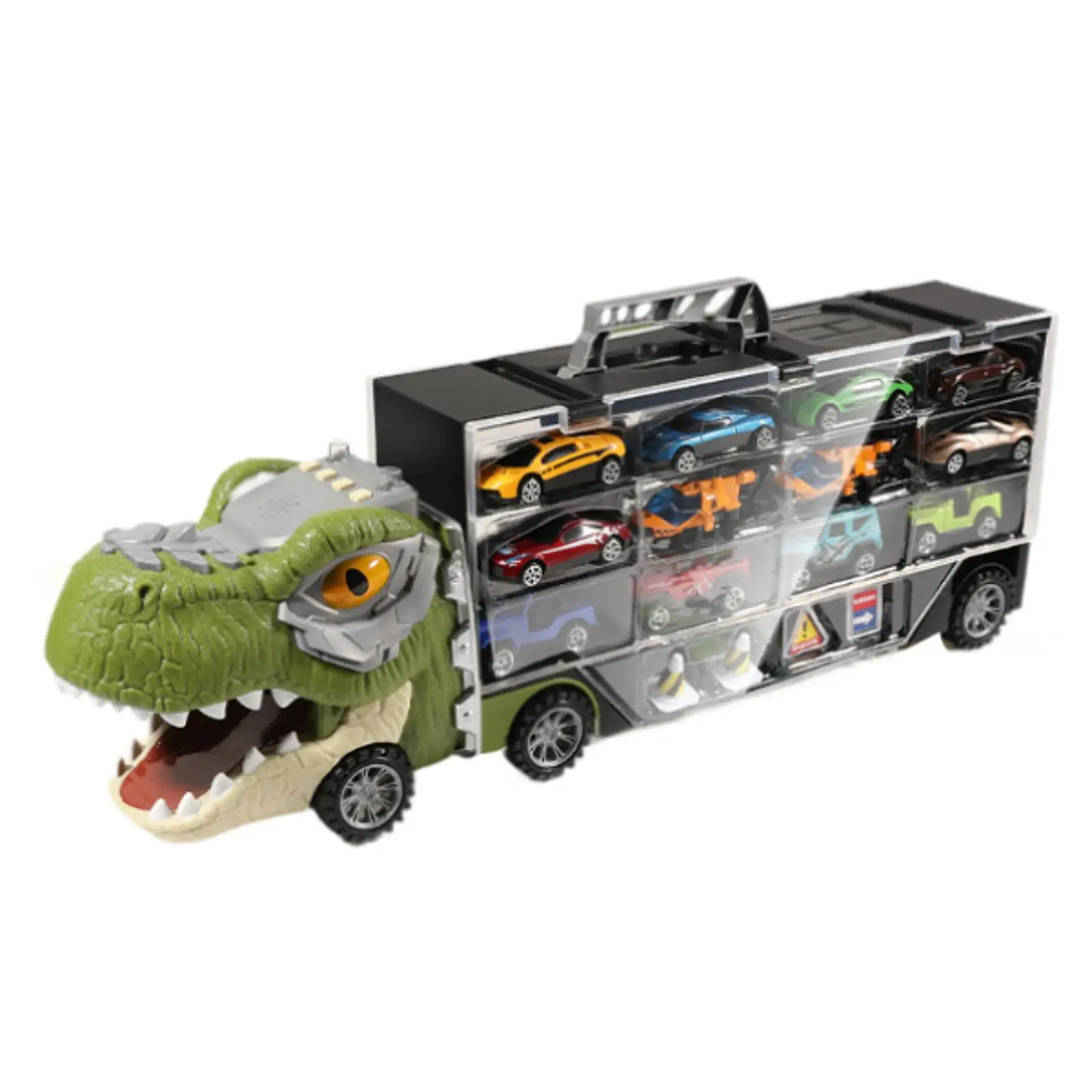 Dinosaur Track Sliding Cars Truck for Kids Transport Truck Carrier Dinosaur Car Vehicles Playset for Children Ages 3 Year Old