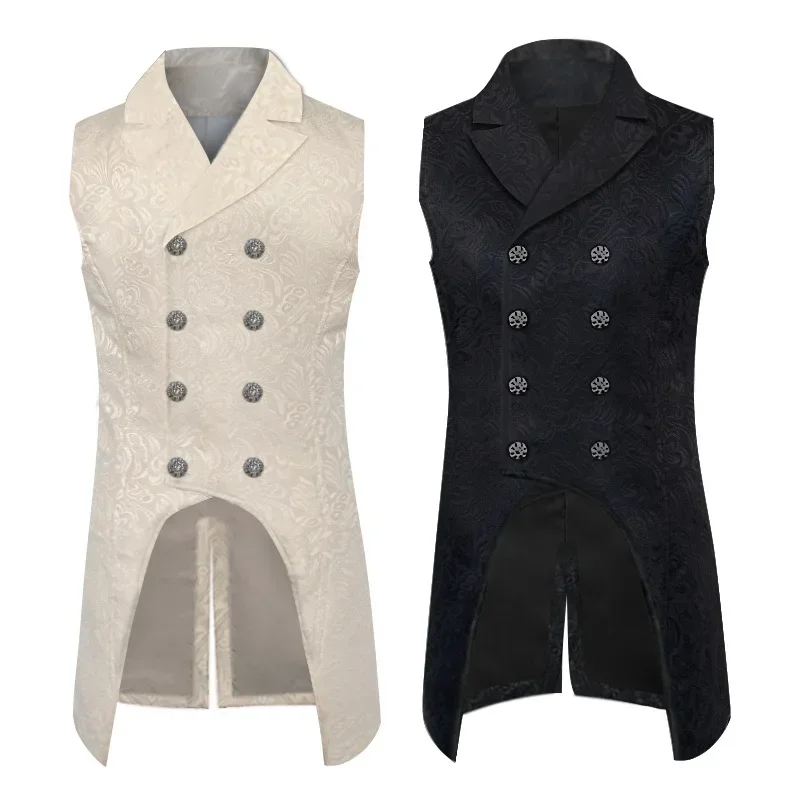 

Men's Gothic Steampunk Camisole Dovetail Jacquard Brocade Double-breasted Tuxedo