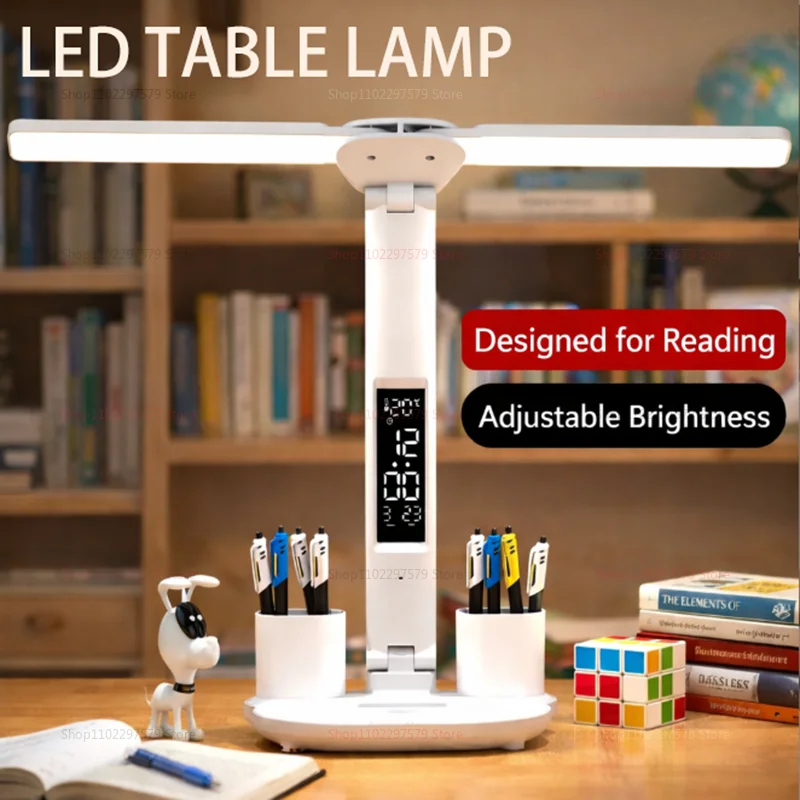 Lámpara de Escritorio LED Táctil de Doble Uso, Recargable por USB y con Cable, para Protección Ocular, Lectura, Estudio, Dormitorio y Espacio de Trabajo