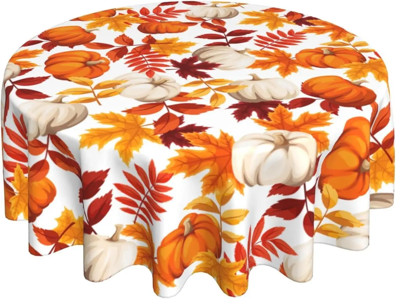 

Осенняя круглая скатерть 60-дюймовый урожай на День Благодарения, осенняя тыква, опавшие листья, кленовый лист, принт, декоративная скатерть, праздник