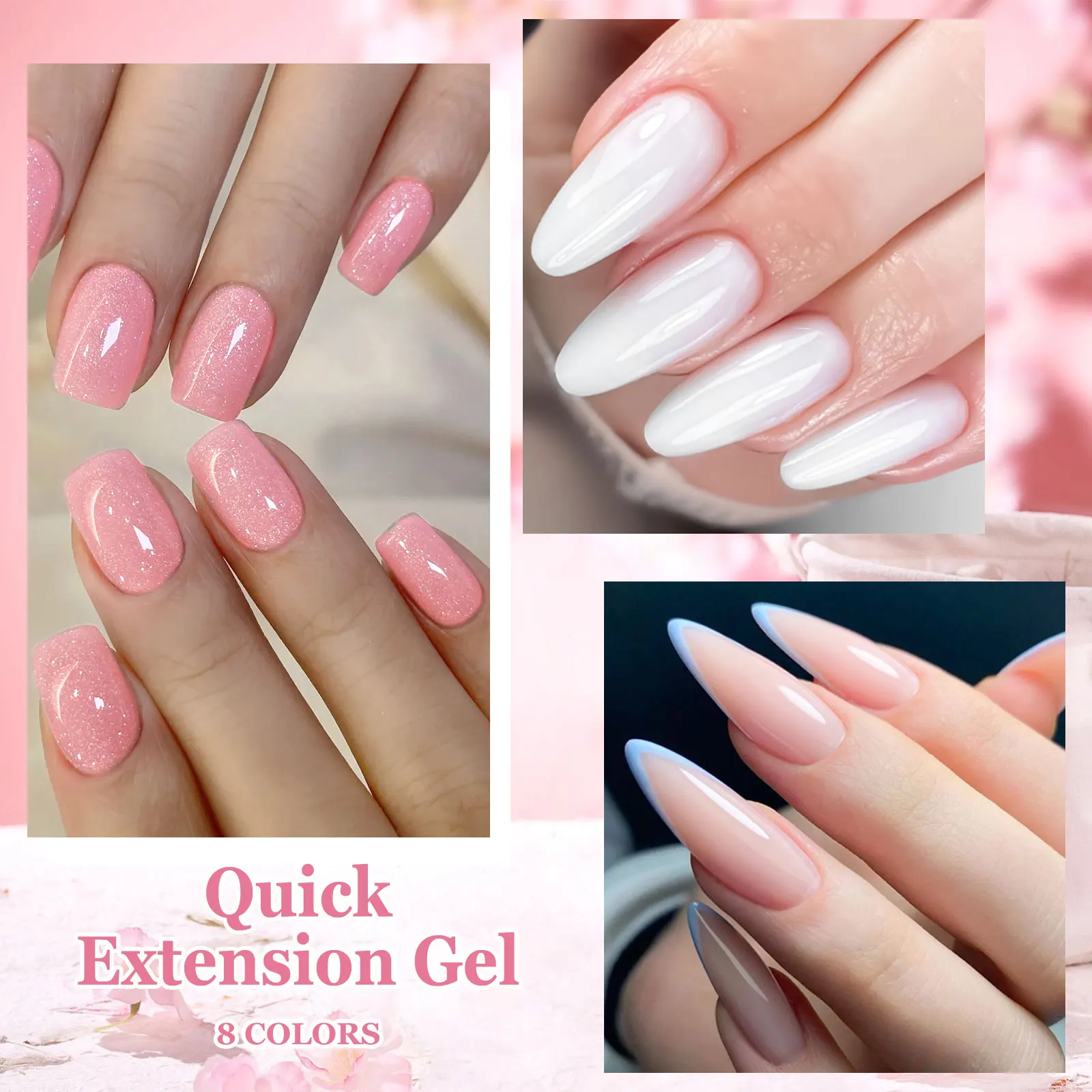 8pcs Quick Extension Gel Nail Polish Set Jelly White Pink Camouflage Finger Extend French Hard Gel UV LED Gel Nail Supplies DIY