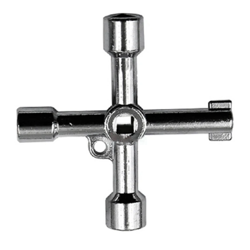4-Way Multi-Functional Utilities Key Triangle Square Universal Cross Triangle Key Wrench for Faucet Electrical Cabinet