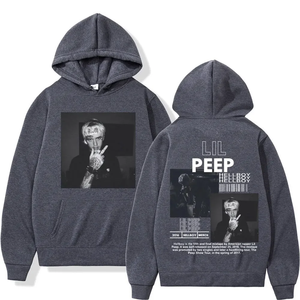 Hip hop rapper Lil Peep patterned hoodie high-quality fashion pullover men\'s and women\'s street fashion retro hooded sweatshirt