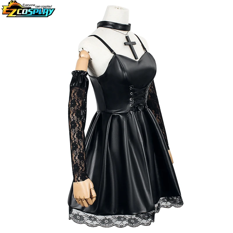 Death Note Cosplay Anime Misa Amane Costume Faux Leather Sexy Black Lolita Sexy Dress Clothing Cosplay Costume Halloween Party