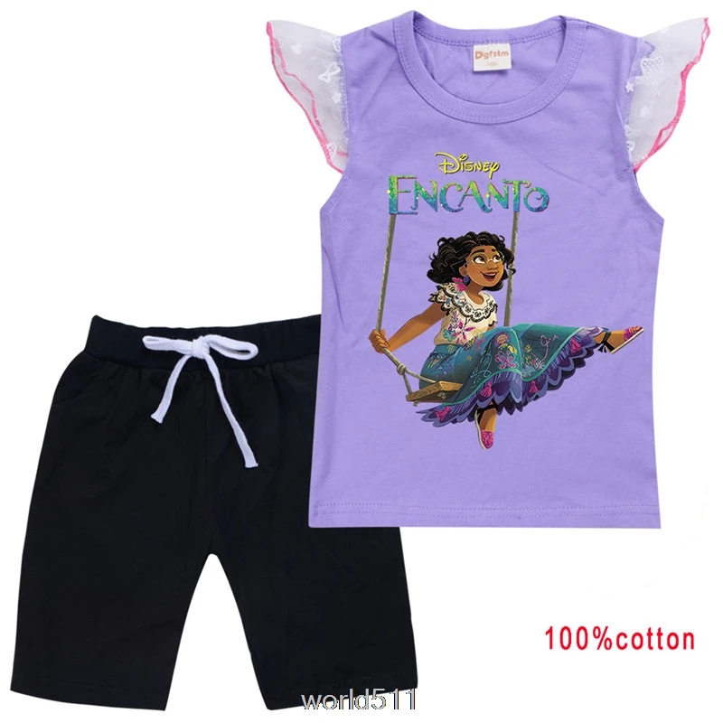 Sommer Kinder setzt Mädchen neuen Film Encanto T-Shirt Shorts Set Kinder Jungen Kleidung Tops Baby Kleidung Geburtstags geschenk