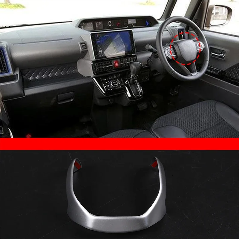 

For Daihatsu Tanto LA650 2022 Car Steering Wheel U-shaped Sticker ABS Silver Interior Accessories