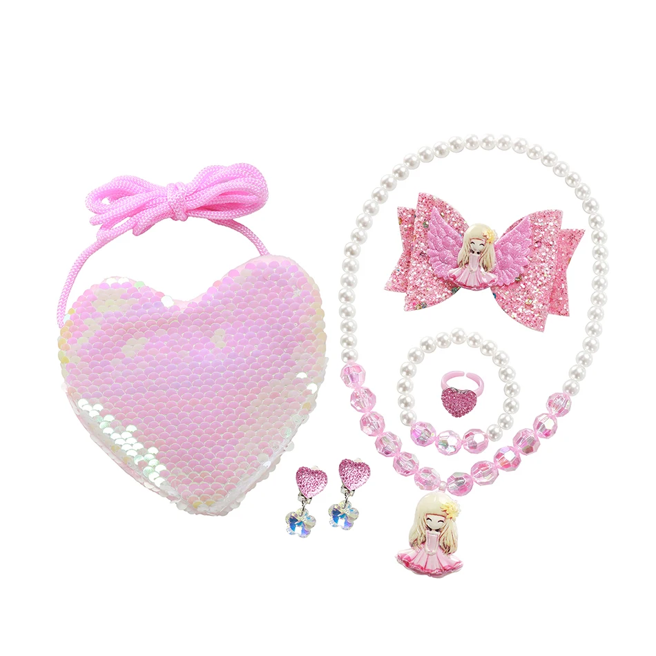 Accessori per neonate principessa Peach accessorio per bambini fascia rosa corona parrucca collana Party Aurora Cosplay Dress Up Outfits