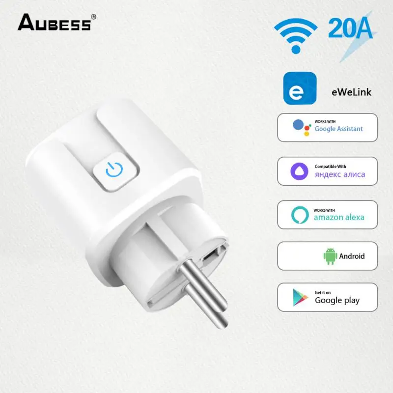 AUBESS Smart Socket EWelink/Tuya WiFi 16/20A EU Smart Plug monitoraggio dell\'alimentazione presa di temporizzazione Alexa Google Home Alice