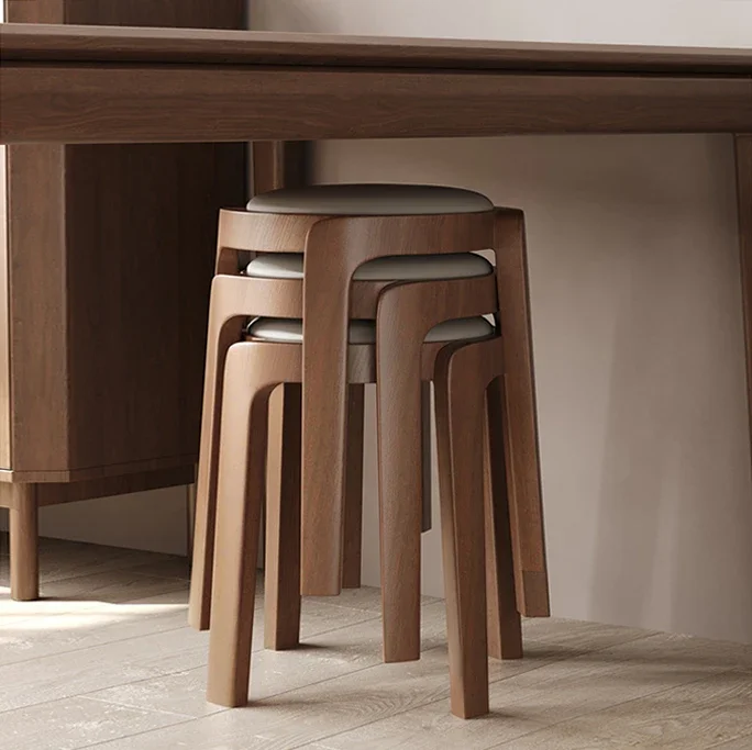 

Stool household stackable square bench dining table modern simple solid wood chair small stool that does not take up space