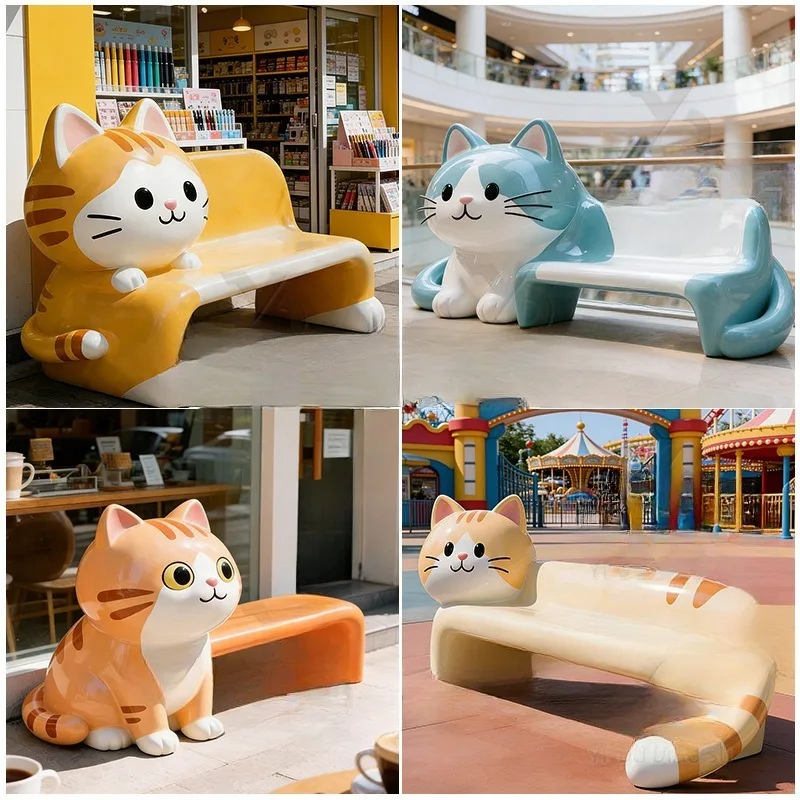 Fiberglass cartoon cat seat child cartoon animal seat creative cartoon cat