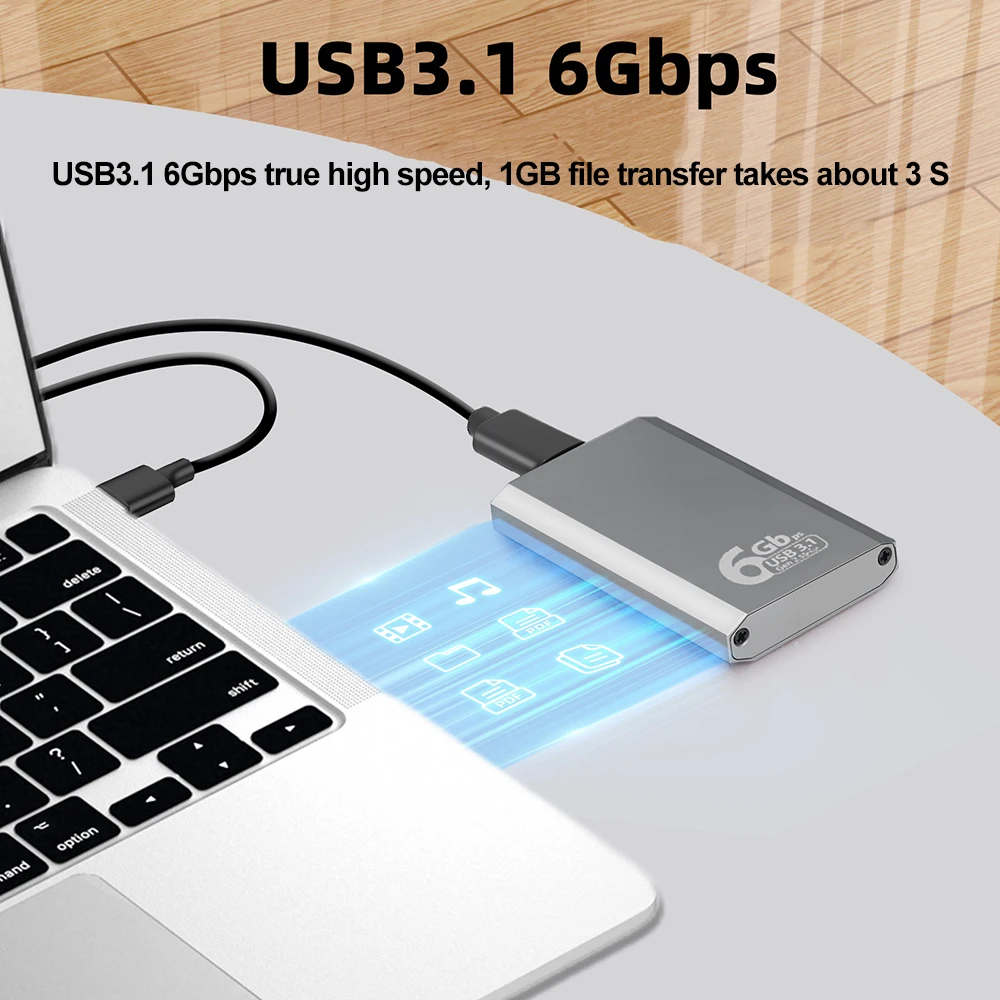 محول علبة mSATA إلى USB 3.1 Gen2 6Gbps SSD حافظة قوية مع منفذ من النوع C لمحرك الأقراص الصلبة الداخلي mSATA
