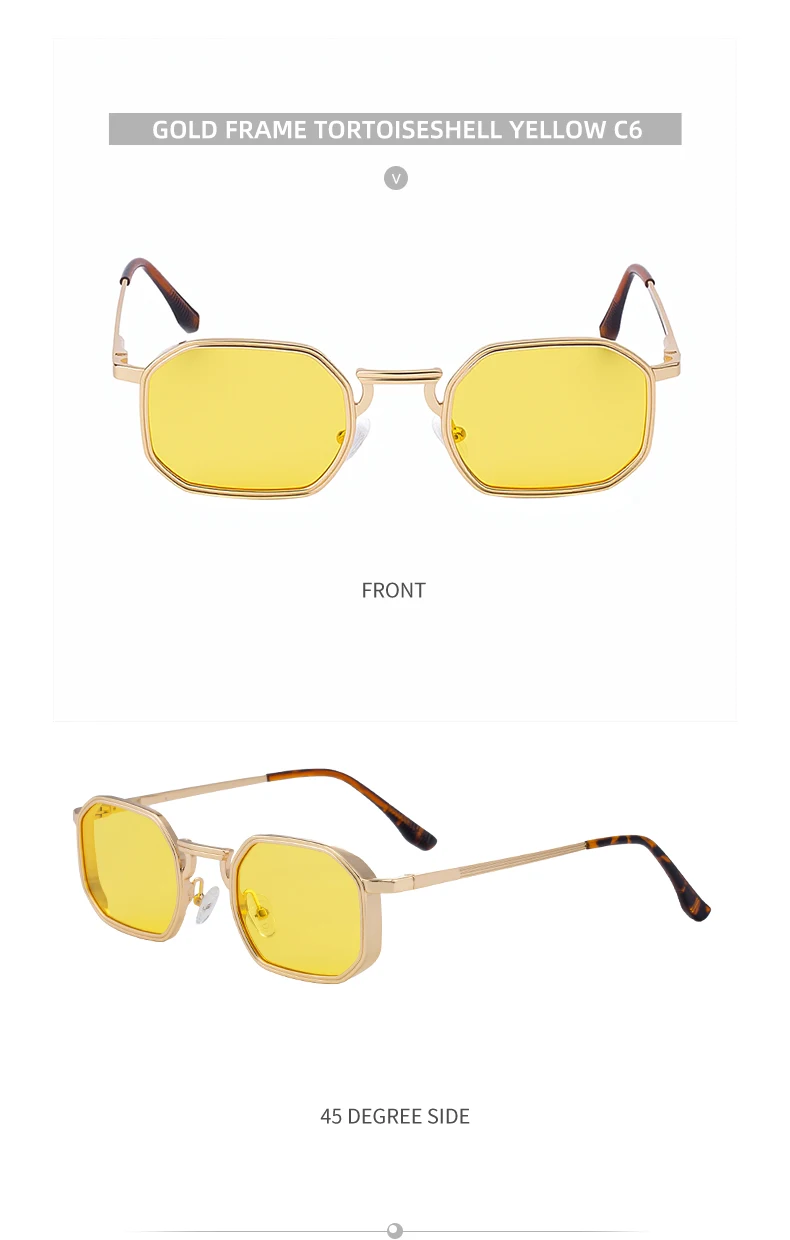 Steampunk Klassische Rechteckige Sonnenbrille für Herren 2026 Luxusmarke Punk Polygon Metallrahmen Sonnenbrillen für Männer Fahrbrillen Schutzbrille – Detail 20