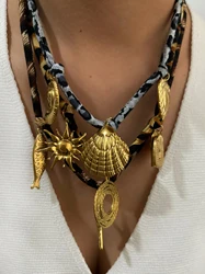 Peri'sbox 2024 Vintage Trend Design Handmade Jewelry Gold Plated Heart Conch Pendant Necklace for Women Sweater Chain Waterproof