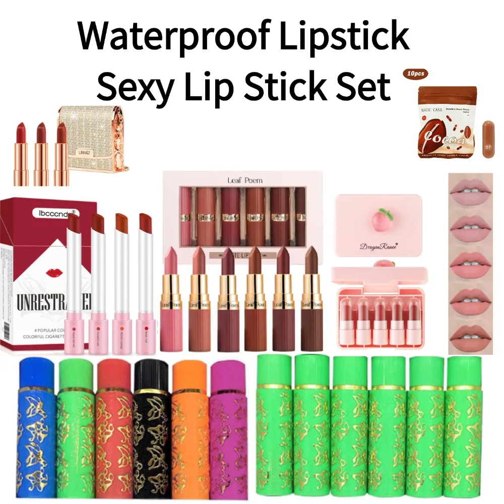6 Stück/Set Wasserfester Lippenstift Sexy Lippenstift Matt Samt-Lippenstift Farbwechselnd Langanhaltend Feuchtigkeitsspendender Lippenstift Make-up