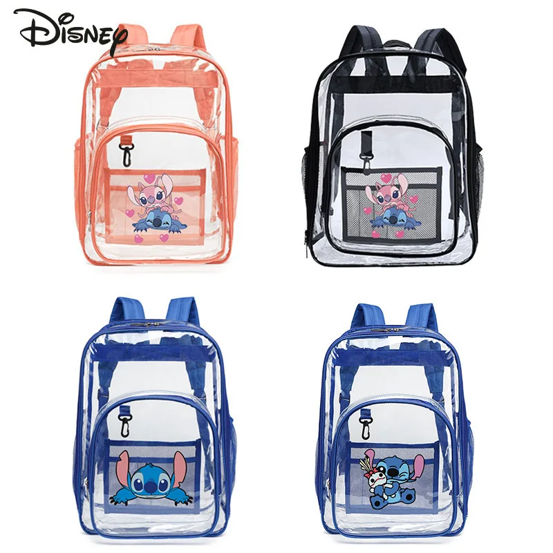 

Miniso Stitch 2025 New Transparent Backpack Fashion High Quality PVC Girls' Backpack Cartoon Large Capacity Women's Backpack