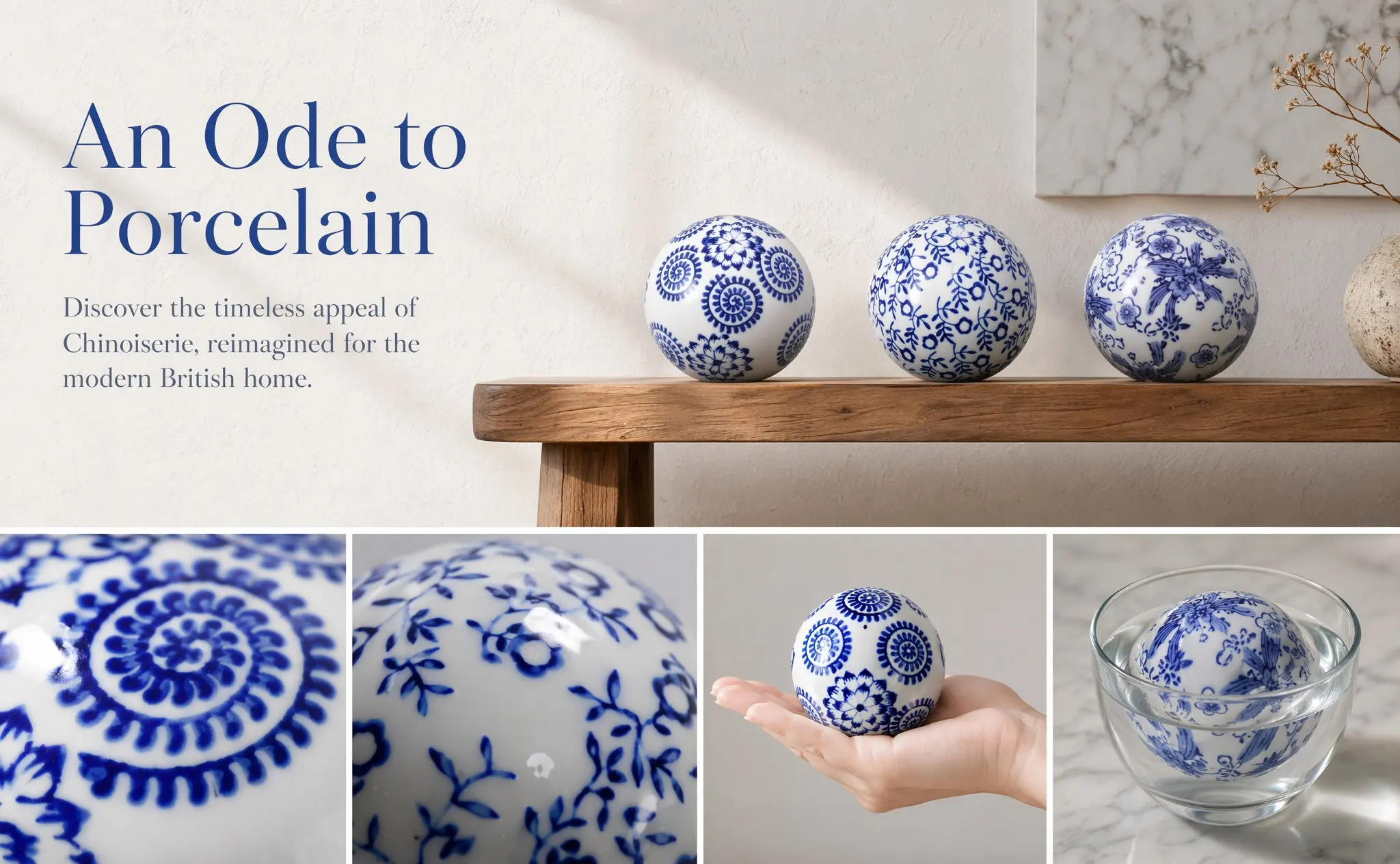 Chinese Style Floating Ceramic Balls Porcelain Home and Garden Decorative Balls Fish Tank Use Home Furnishing Decor