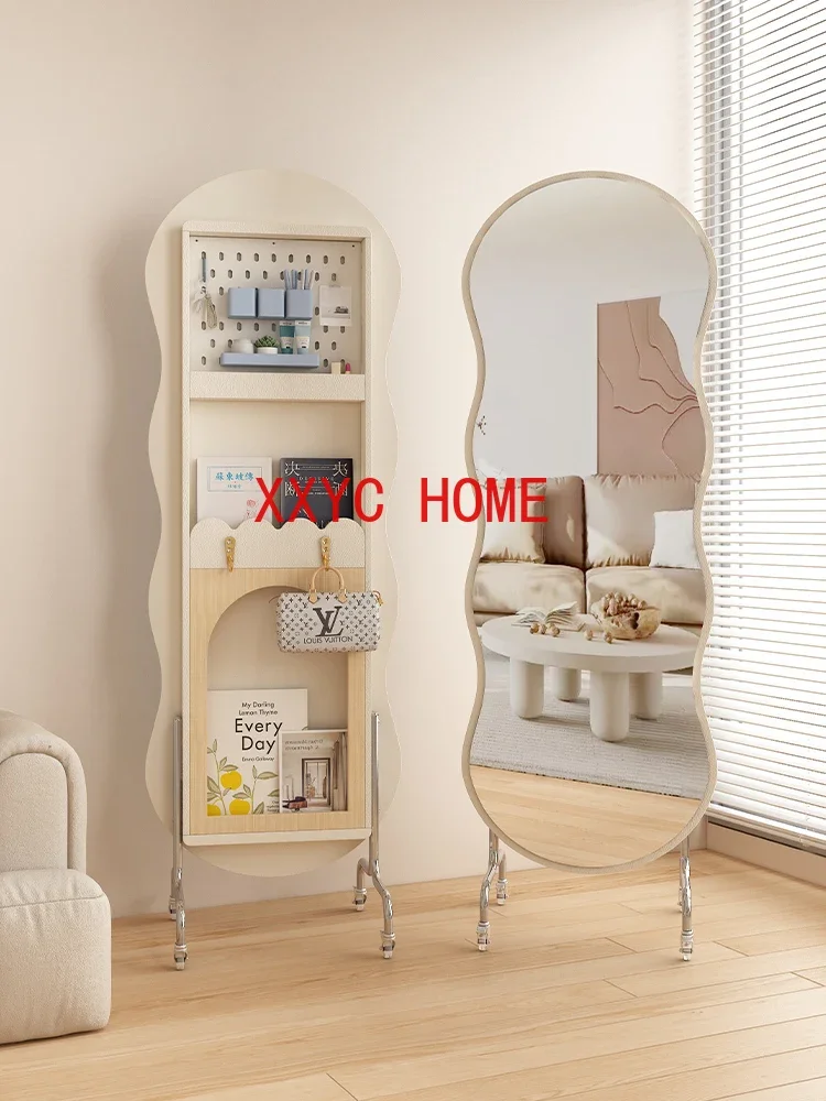 

Multifunctional Household Wave Full Body Dressing Rotatable Movable Floor Clouds Full-Length Mirror