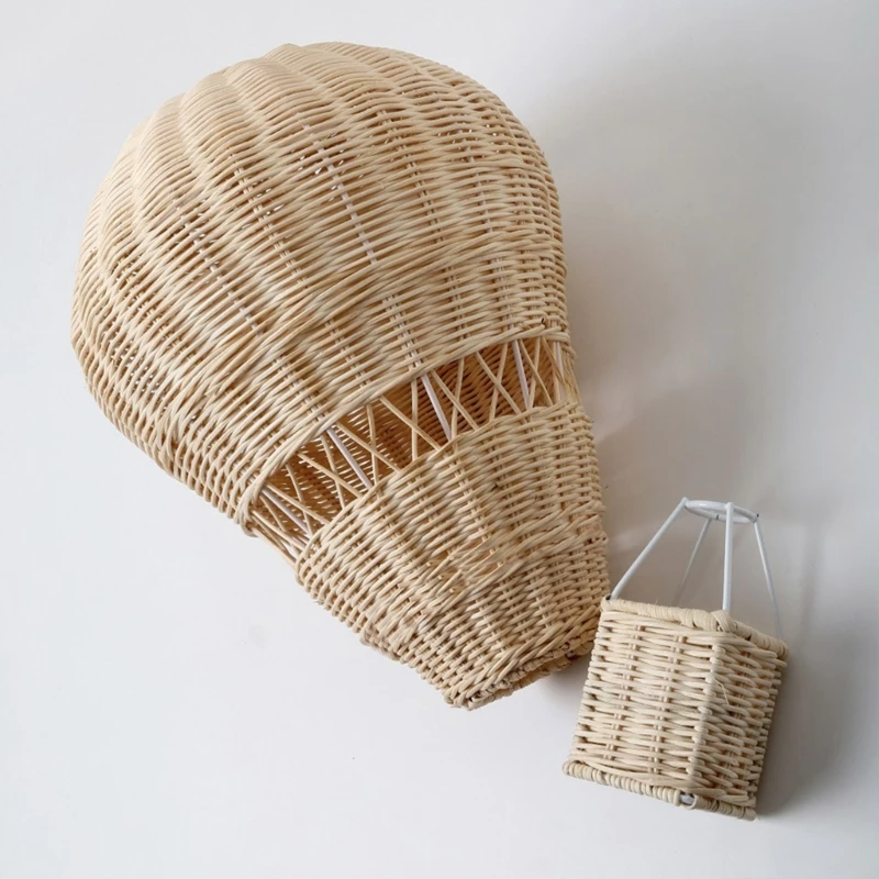 Hand-woven Rattan Hot Air Balloon Photography Prop Wall Hanging Home Decor Hot Air Balloon Shaped Crafts for Shop DropShipping