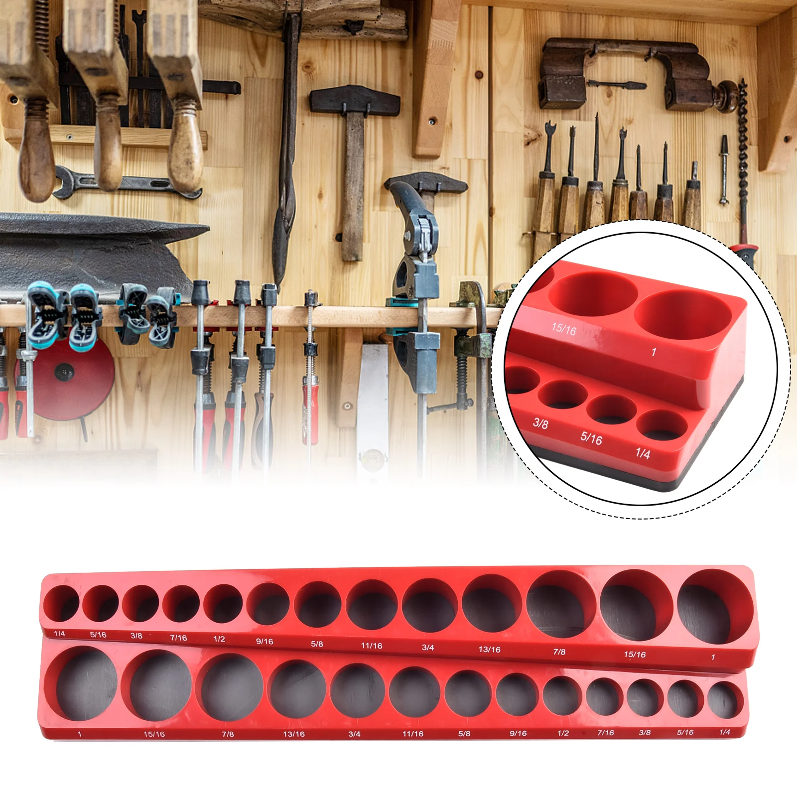 

Magnetic Socket Organizers Socket Holder 1/2 3/8 1/4Drive Holds Organizer Car Machine Repair Hex Socket Wrench