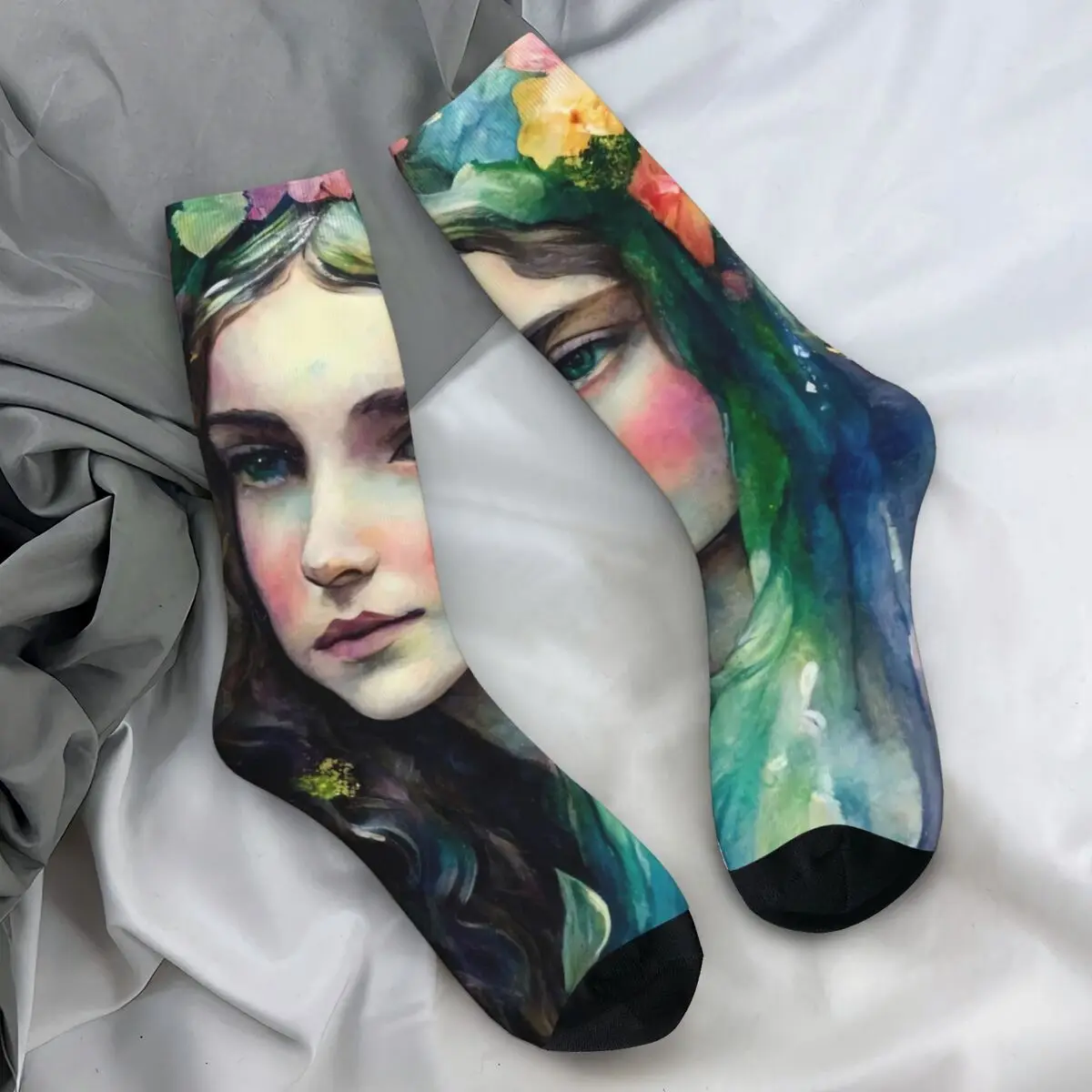 Virgin Mary Socks Autumn Mother Goddess Stockings Retro Couple Quality Socks Graphic Running Anti Sweat Socks