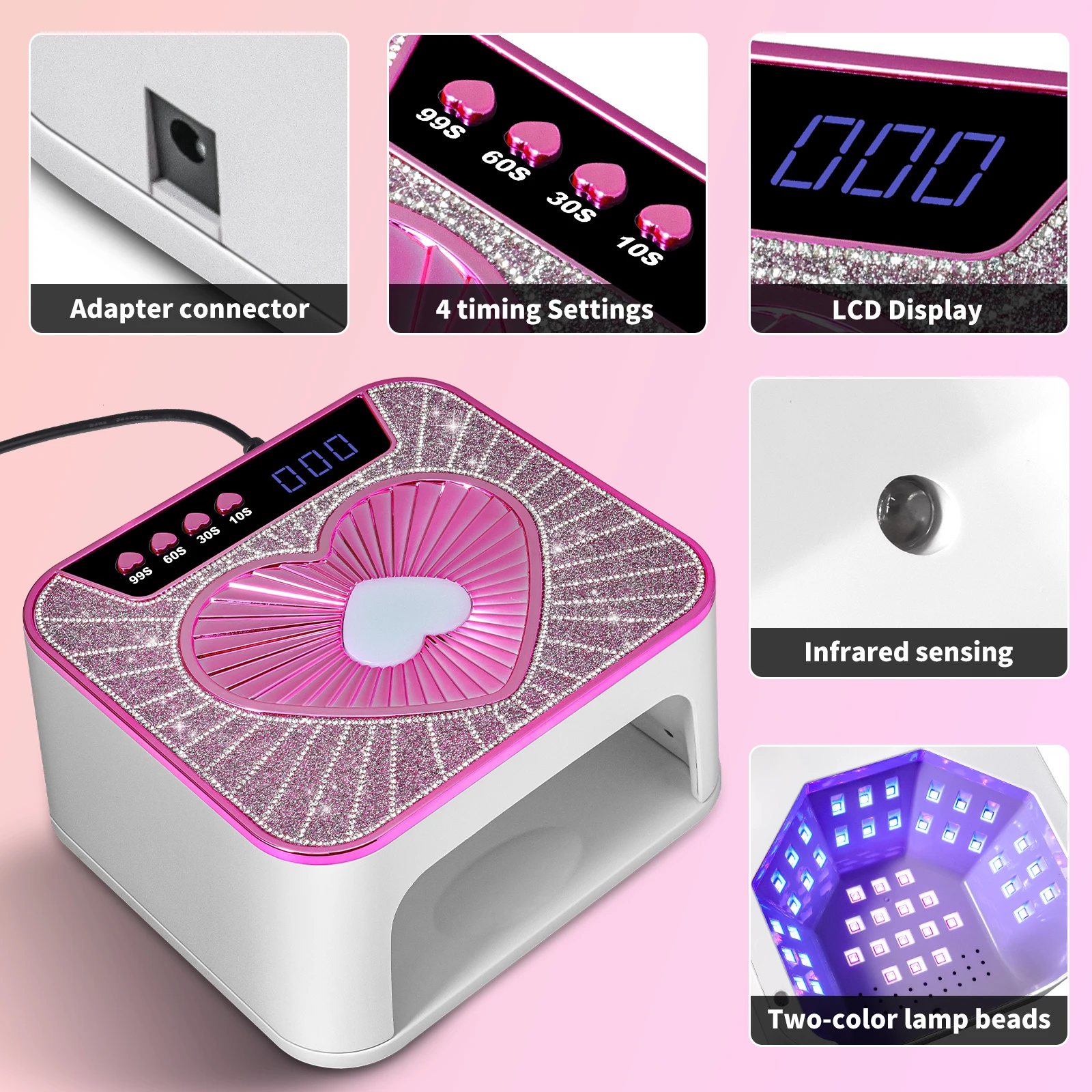 الأشعة فوق البنفسجية LED مسمار مصباح المهنية 45 مصباح ليد الخرز هلام الأشعة فوق البنفسجية ضوء مجفف مع 4 الموقتات وأجهزة الاستشعار العلاج بسرعة جميع هلام مسمار الضوء