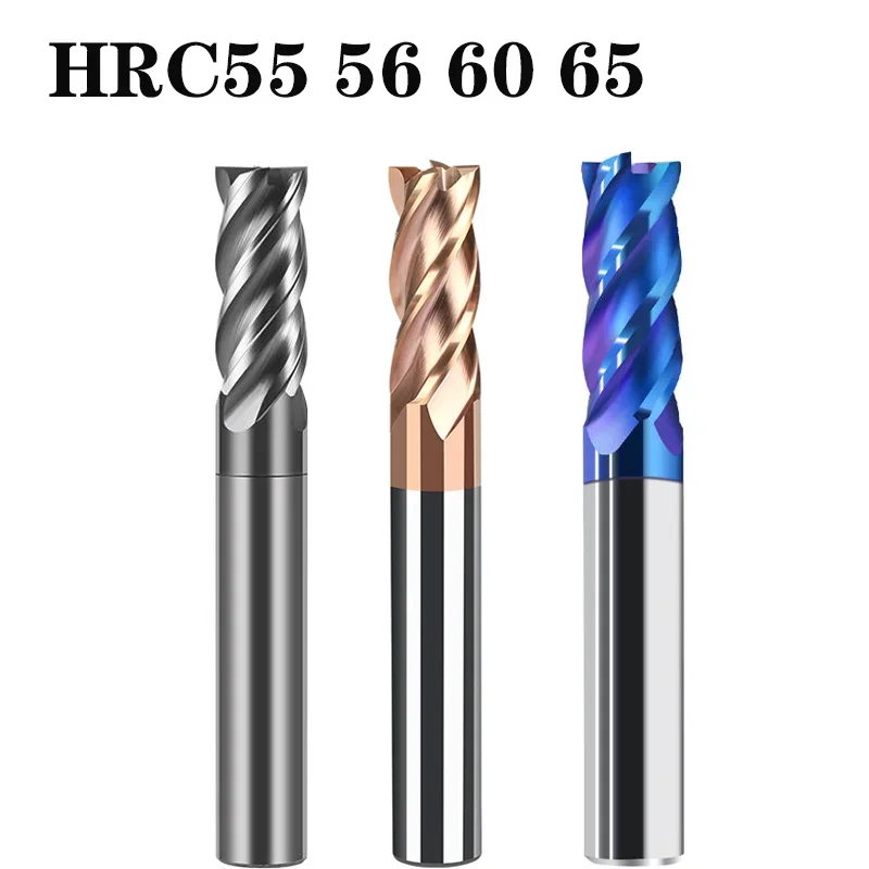 

HRC65 HRC55 HRC58 HRC60 Tungsten Steel Carbide 4-Flute Flat End Mills For CNC Mechanical Stainless Steel Milling Cutters