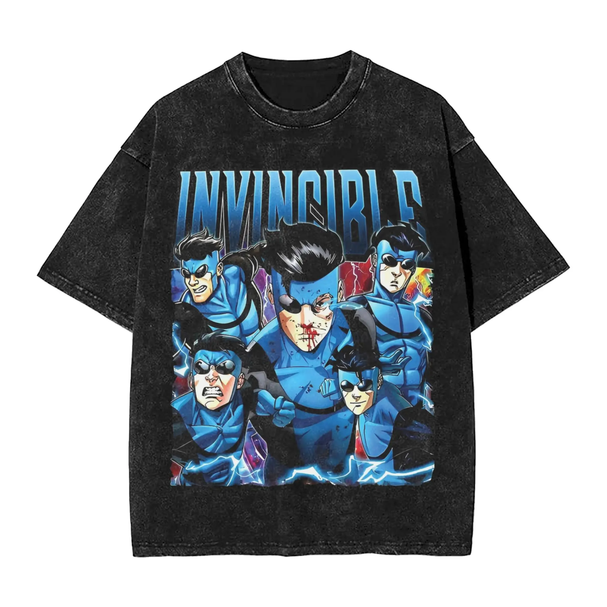 Washed T Shirt Mark Grayson Invincible Retro T-Shirts Oversize  Streetwear Short Sleeve Summer Tops Tee Shirt for Men Women