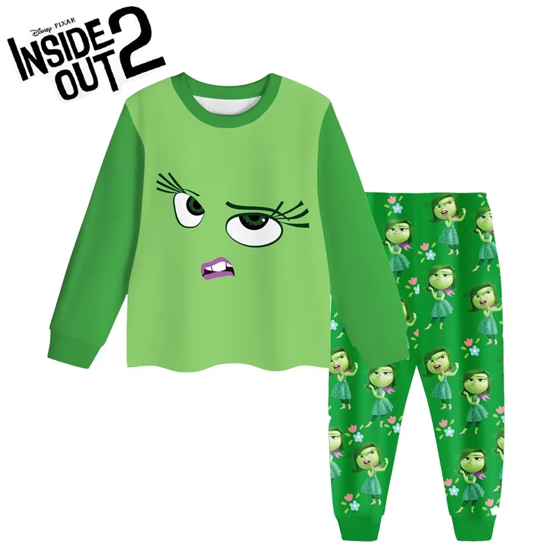 

2024 New 3-10 Years Old Fall Wear Disney Inside Out 2 Children Girls Long Sleeve Pants Warm Two-piece Girls Beautiful Clothes