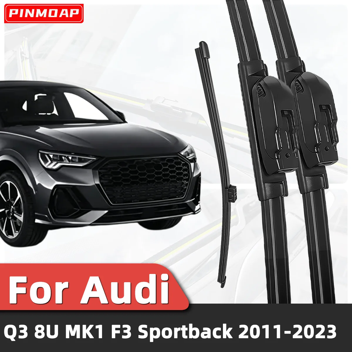 3PCS Front Rear Wiper Blades Fit For Audi Q3 8U MK1 F3 Sportback 2011-2023 Car Premium Quiet Streak-Free Long Lasting Auto Parts