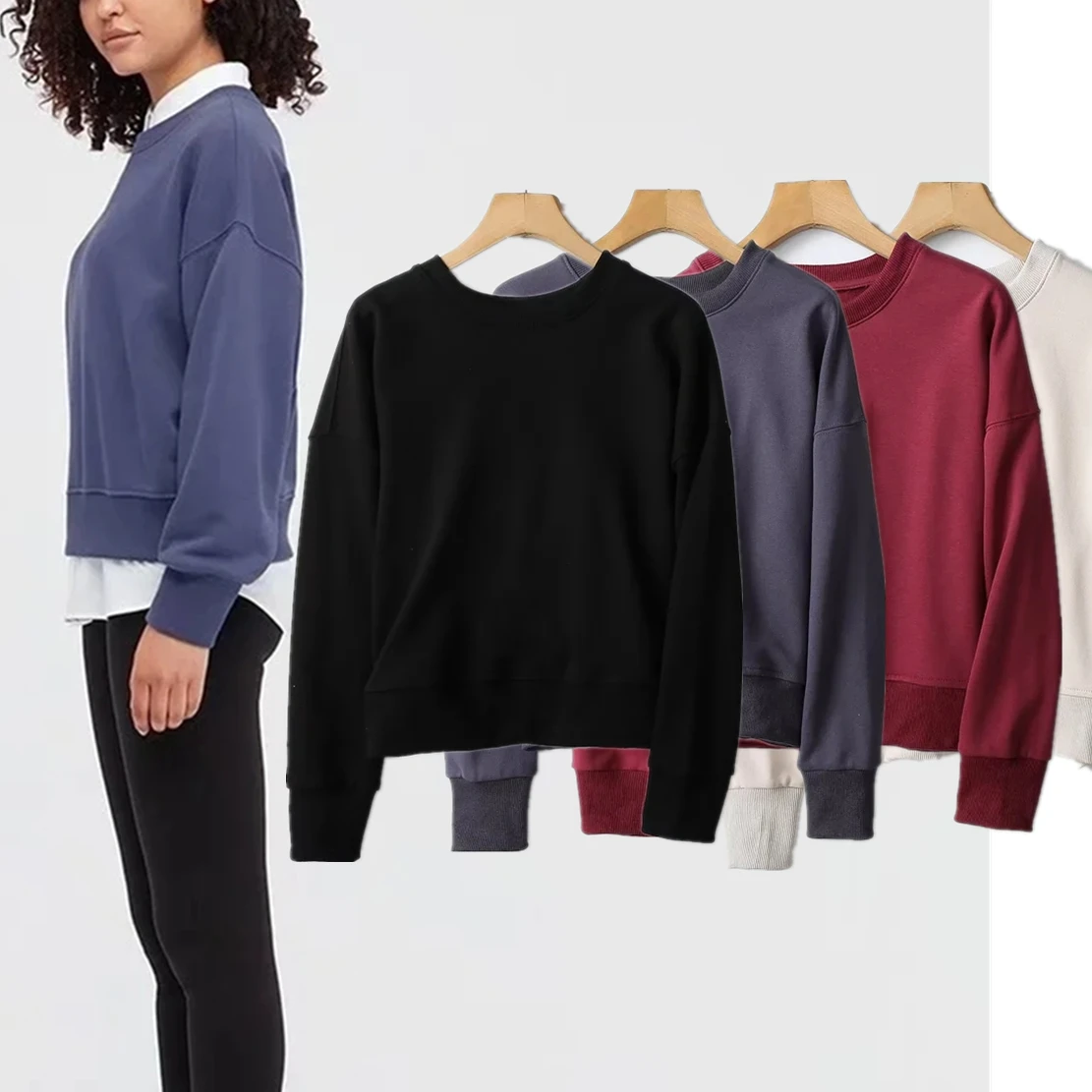 

Jenny&Dave England Style Pullovers Sweatshirts Women Tops Fashion Streetwear O-neck Loose Cotton Terry Solid Short