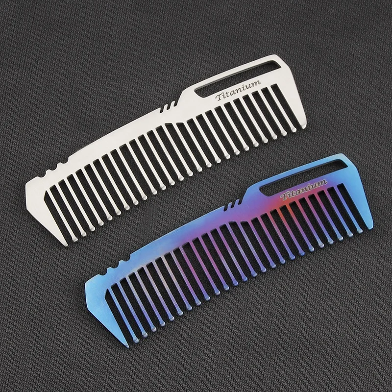 EDC Hair Barber Comb Pure Titanium Comb Travel Mini Ultra Pocket Anti Static Comb  Men's Beard Styling Comb for All Hair Types