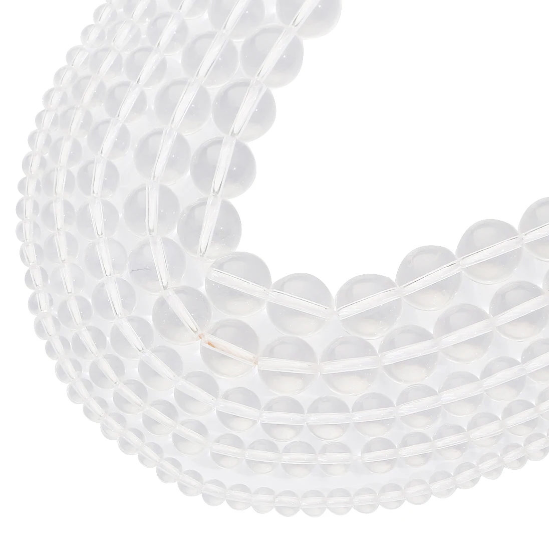 Natürliche weiße, klare Kristallglasperlen, glatte, runde, lose Abstandsperlen für die Schmuckherstellung, Armband, Halskette, Zubehör – Detail 2