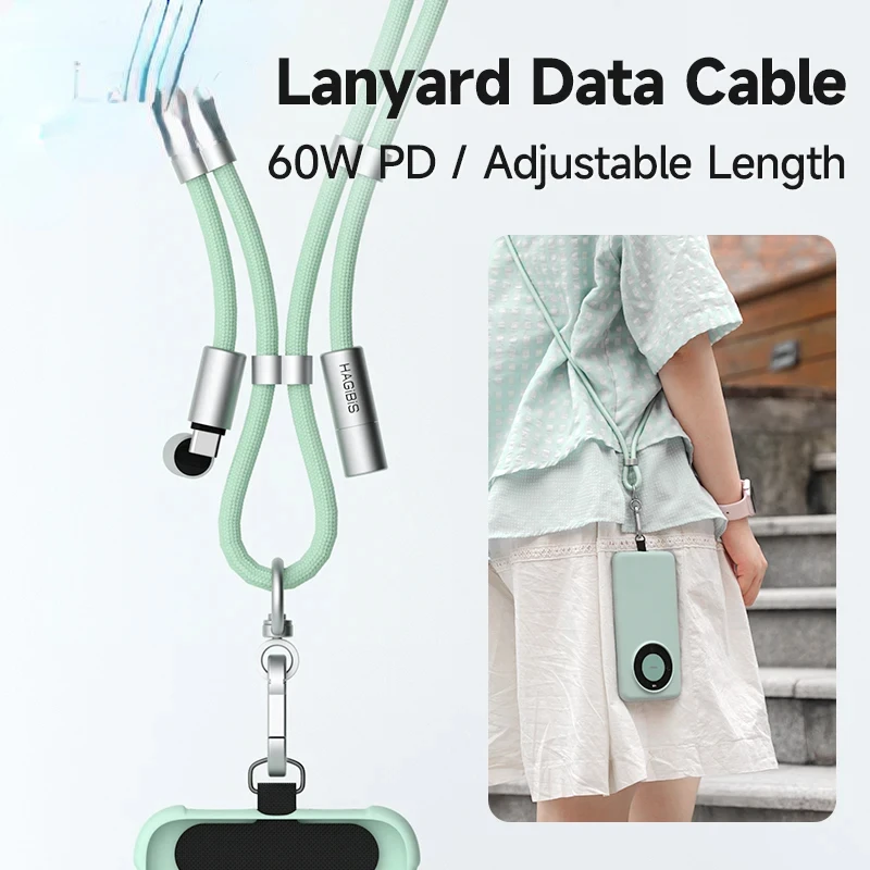 

Universal Phone Lanyard USB C Cable 2 in 1 Phone Strap C to C/C to L Charging Cord for iPhone 15 14 Pro Max Most Phones