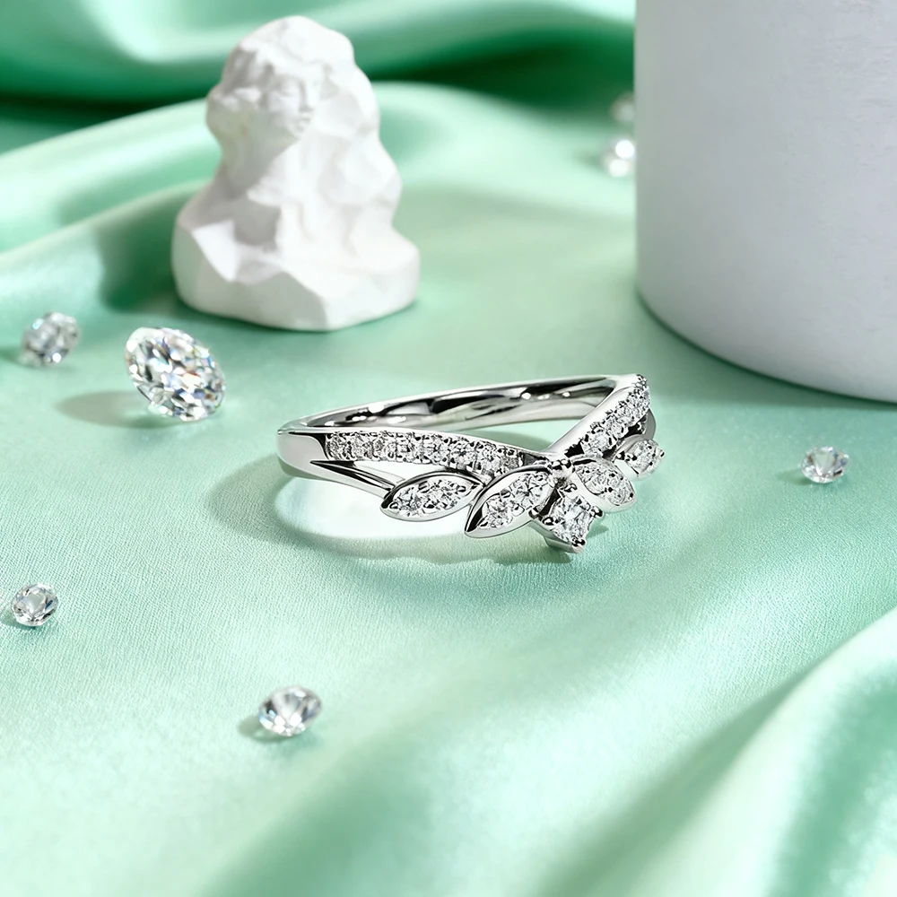 TEMGF 여성용 풀 모이사나이트 반지 925 실버 크라운 프로포즈 약혼 반지 신부 웨딩 고급 반짝이는 보석 테스트 통과